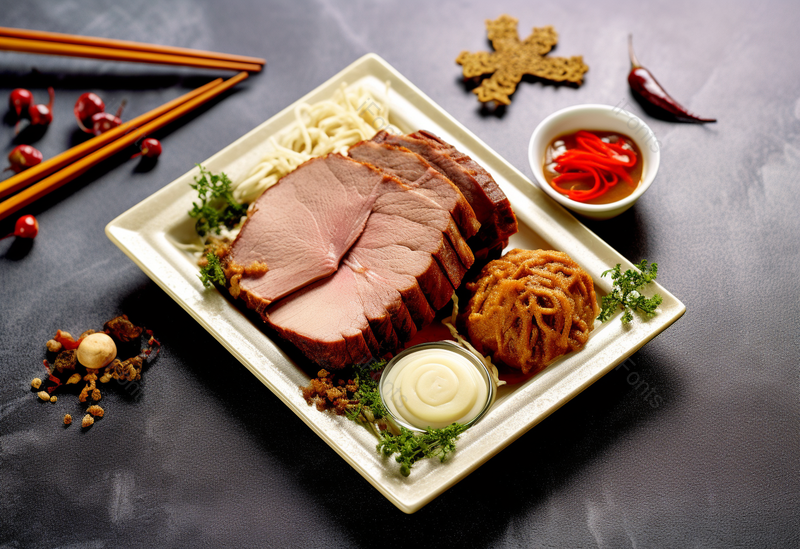 一份美味的早餐五香牛肉摆盘,高清,摄影图,摄影图片,图片大全,摄影图免费下载